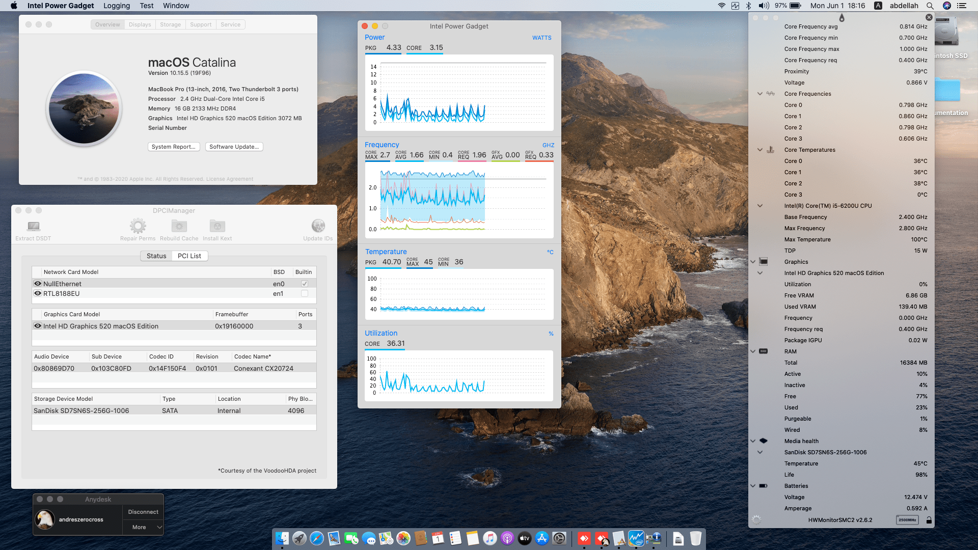 Success Hackintosh macOS Catalina 10.15.5 Build 19F96 in HP Probook 650 G2